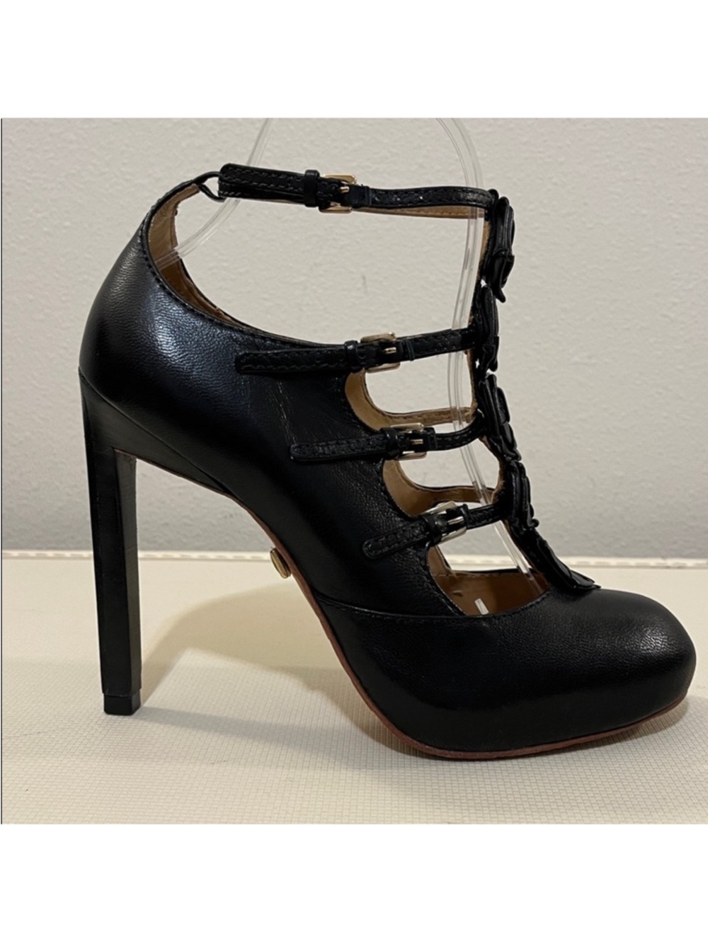 L.A.M.B. Black Strappy High Heels